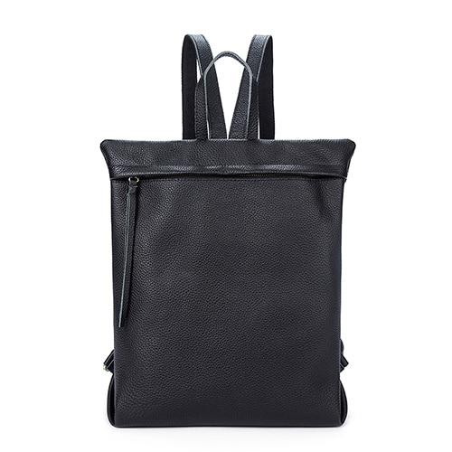 Genuine leather backpack with clean design in black, apricot, and brown colors