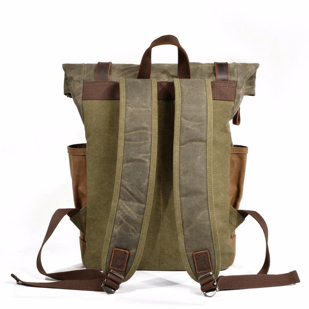 Men's vintage canvas and leather travel backpack 20L