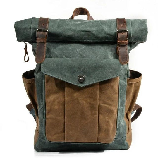 Canvas and leather vintage style travel backpack 20L