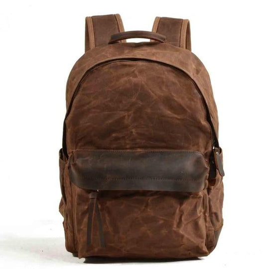 20-35L green and brown canvas leather daypack