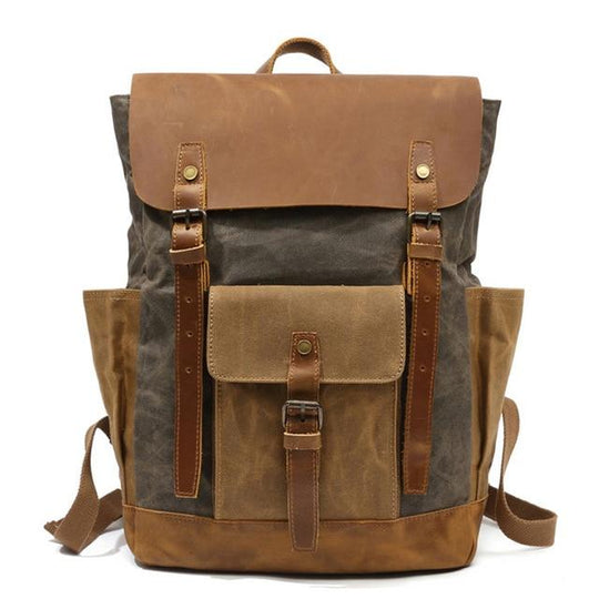 Genuine leather two-tone backpack for men 20-35 liters