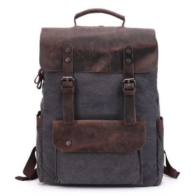 School trekking backpack in canvas leather 20-35 liters