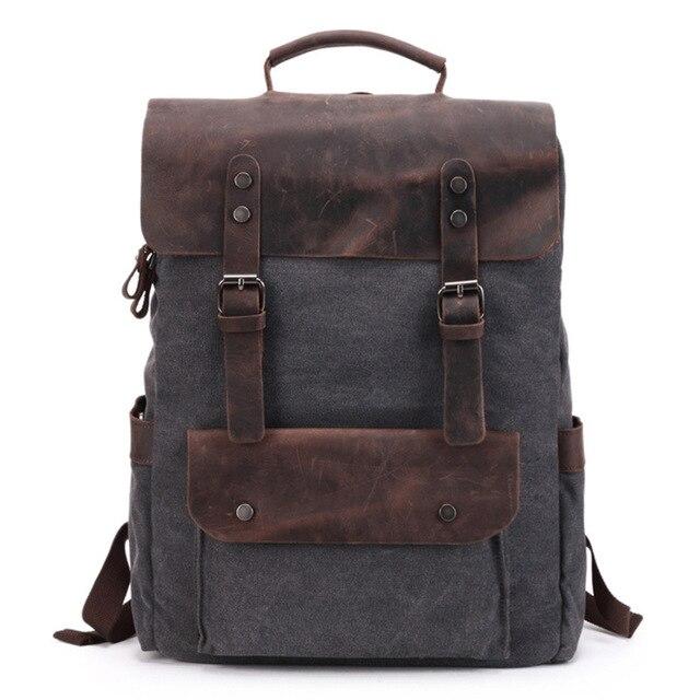 big leather backpack for school Canvas Leather School 20 to 35 Liter Backpack