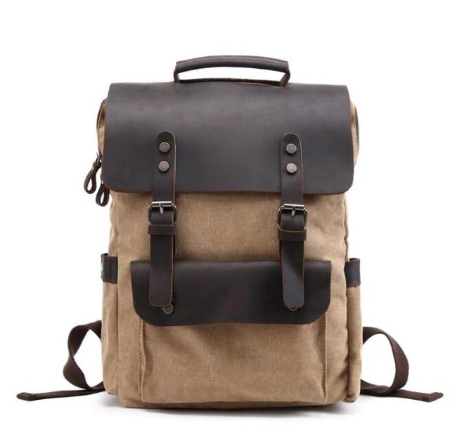 14 inch laptop backpack in large canvas leather with waterproof feature 20L