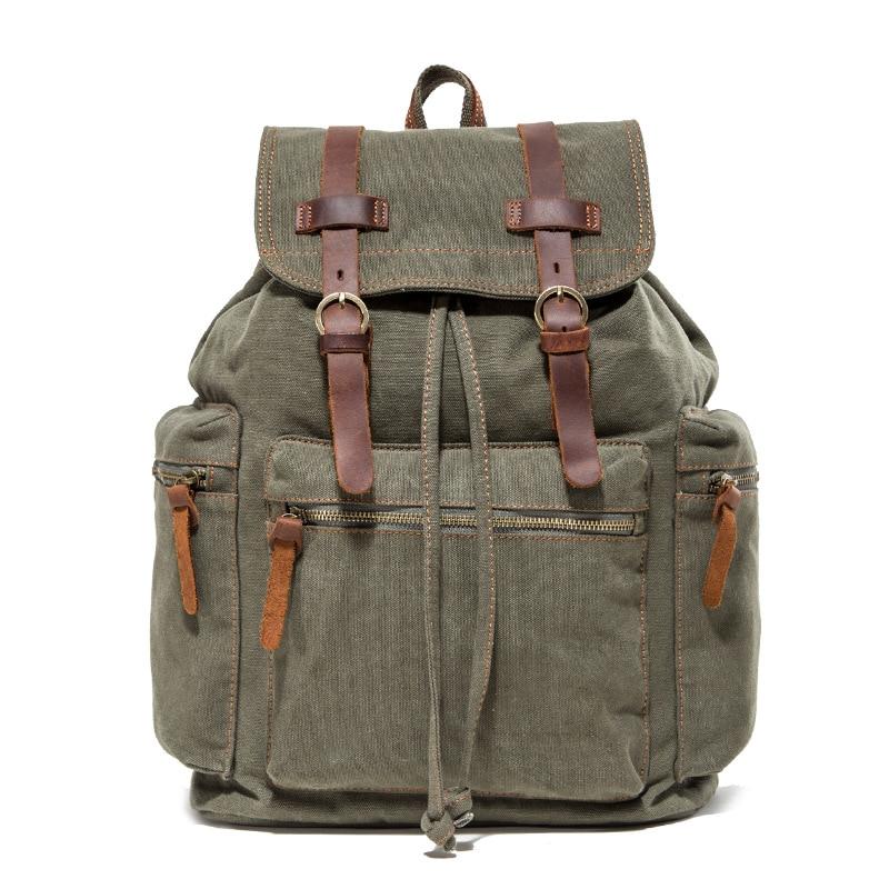 Retro style canvas leather school and casual backpack 20-35 liters