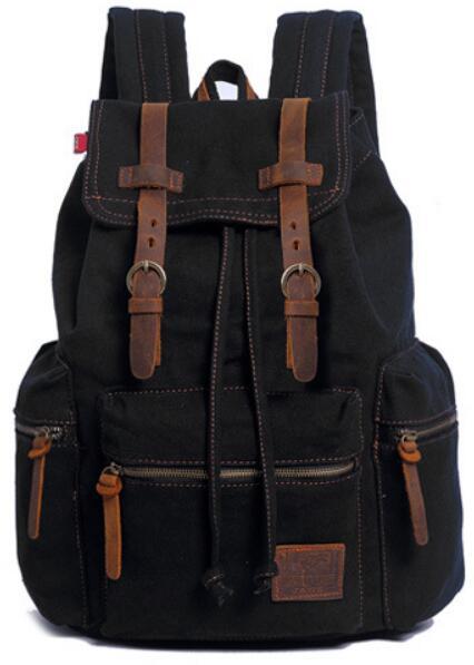 20-35L canvas leather backpack for school and casual use