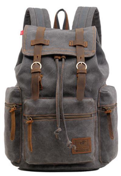 Canvas leather school and casual daypack 20-35 liters
