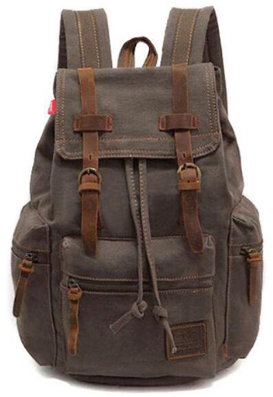 Retro canvas leather school and casual travel backpack 20-35L