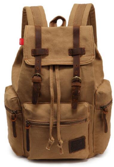 Canvas leather school and casual backpack 20-35L with vintage design