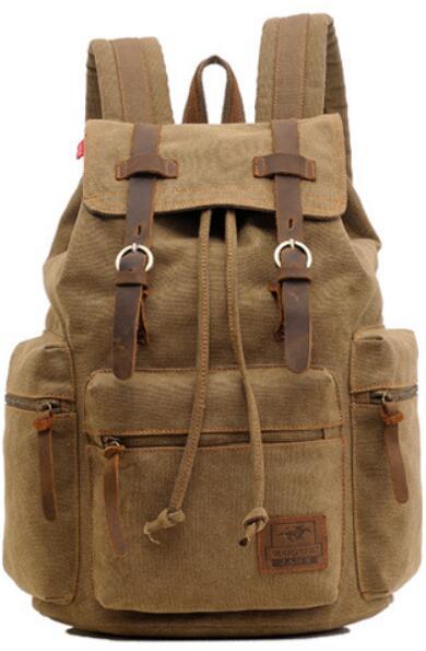 Men's vintage canvas leather school and casual backpack 20-35L