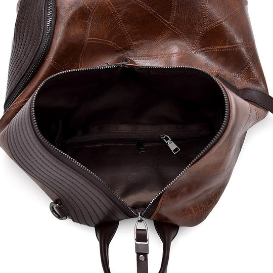 Men's large leather backpack with side zipper available in multiple colors