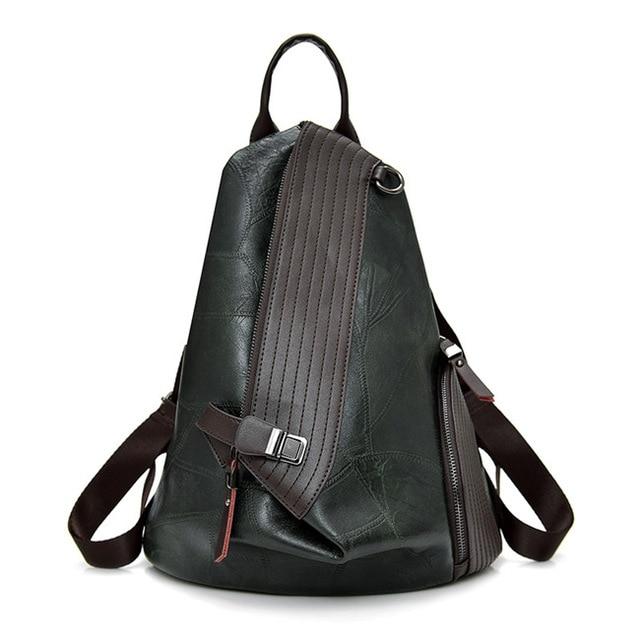 Genuine leather backpack with side zipper in various colors