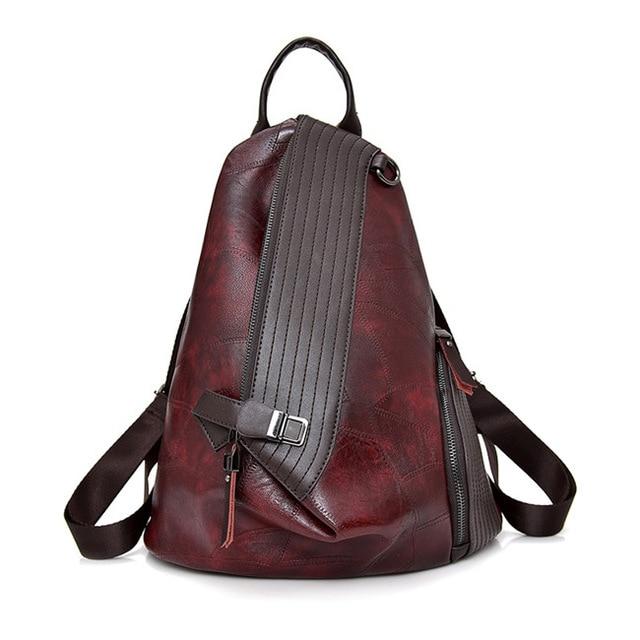 Retro style side zipper genuine leather backpack in a range of colors