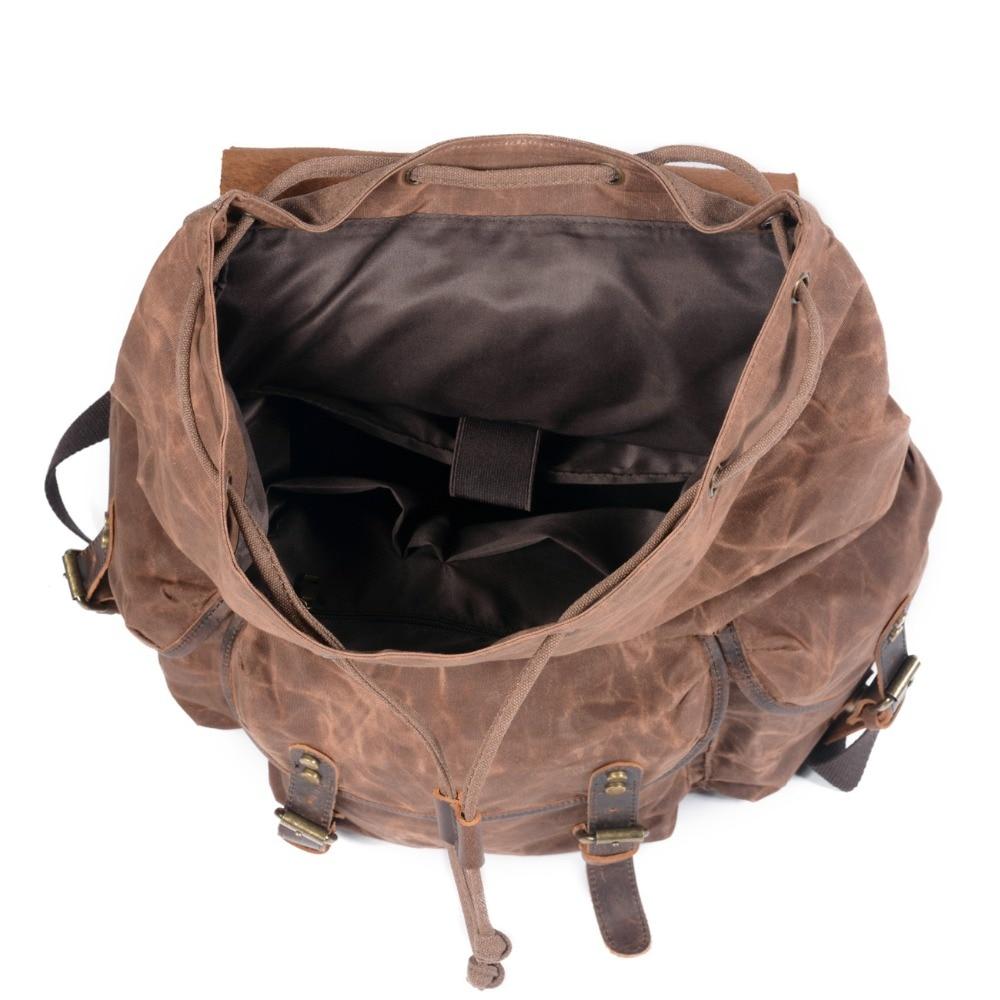 Multi-functional vintage waxed canvas backpack with waterproofing 20-35 liters