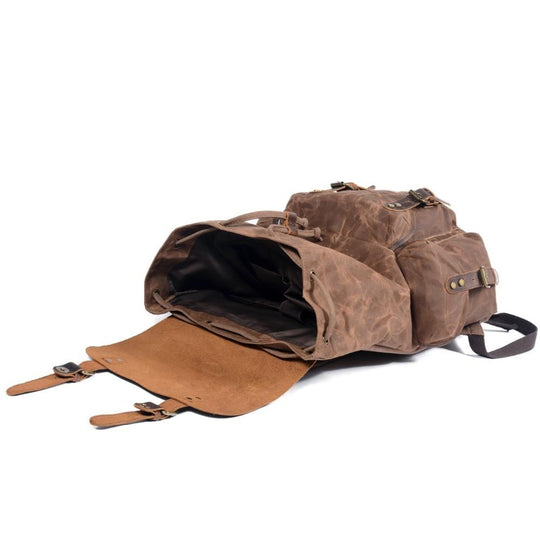 Men's waterproof waxed multi-functional canvas backpack 20-35L