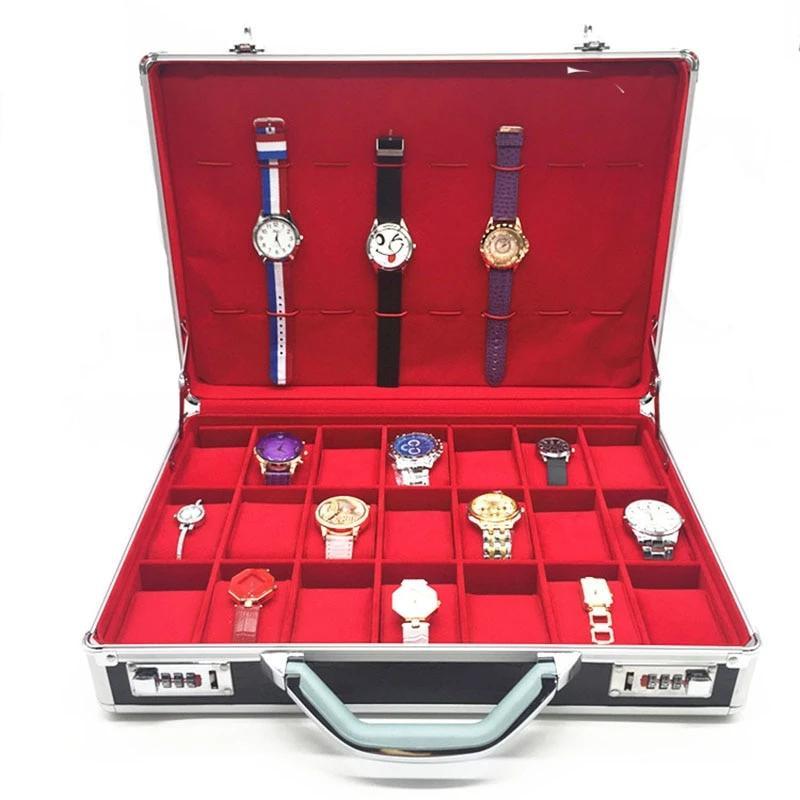 Silver and Black Watch and Jewelry Suitcase Storage Box - Leather Purse Backpack