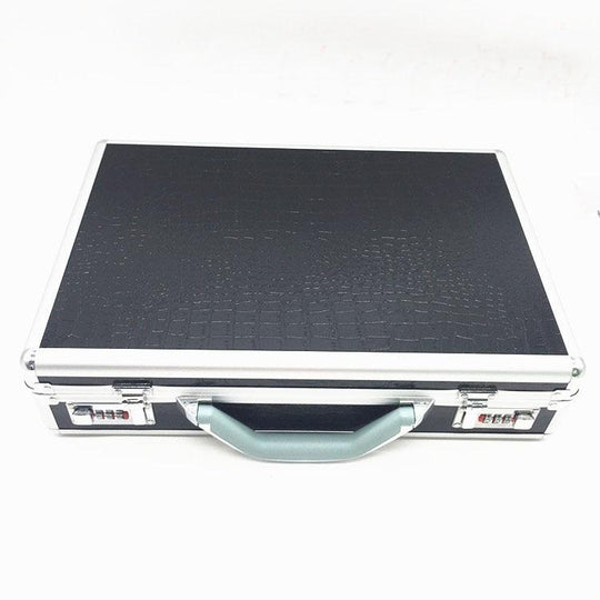 Silver and Black Watch and Jewelry Suitcase Storage Box