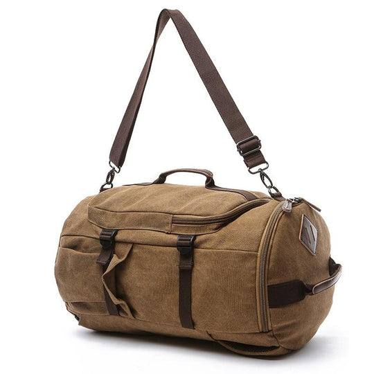 Versatile waterproof canvas leather backpack for men