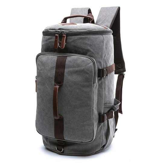 Men's waterproof canvas leather backpack with multiple functions