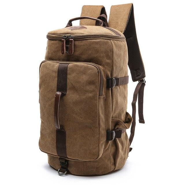 Water-resistant canvas leather backpack with multifunctional design for men