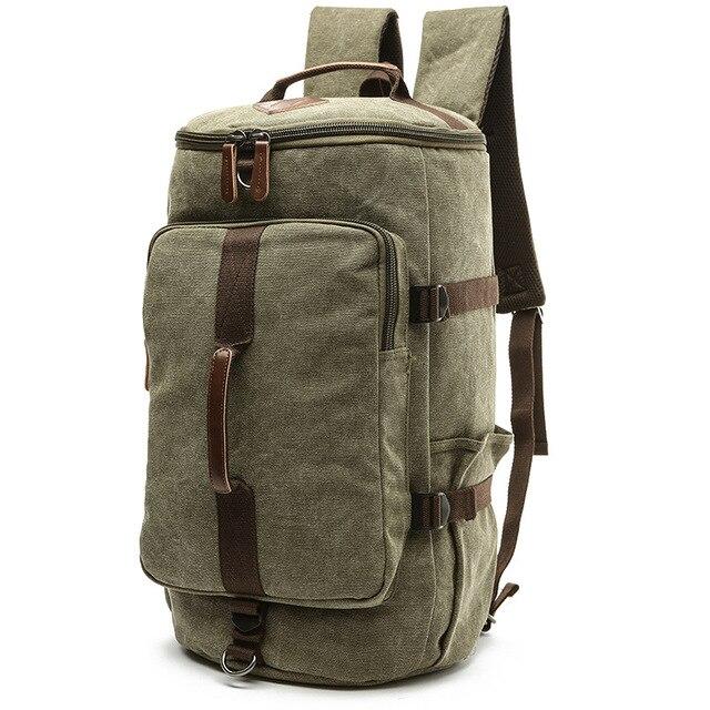 Waterproof canvas leather travel backpack with versatile functions for men