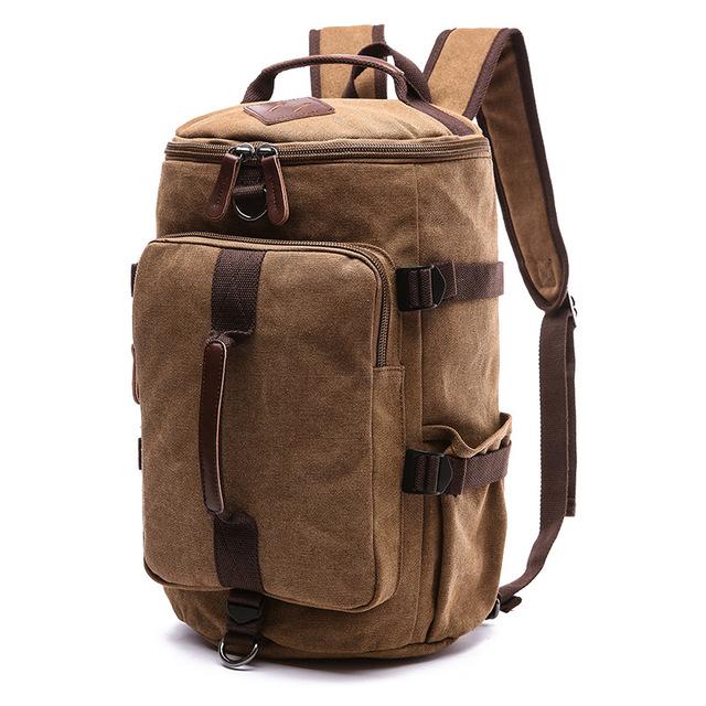 Versatile waterproof canvas leather backpack for men