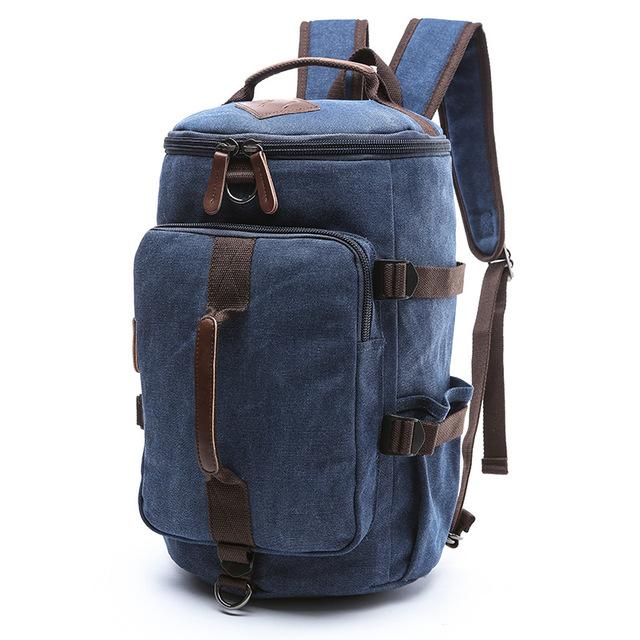 Multifunctional men's backpack in waterproof canvas and leather