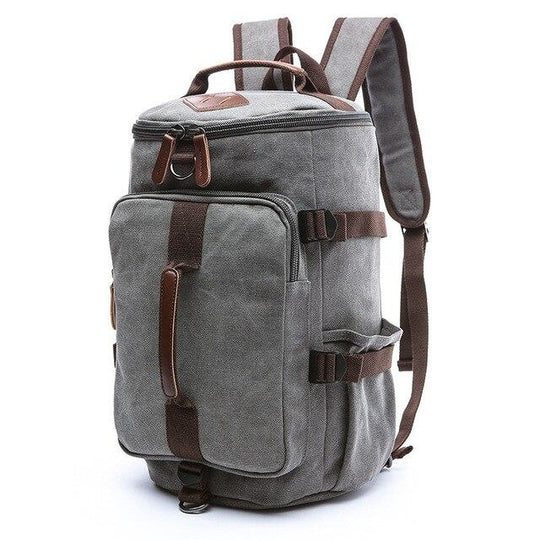 Men's waterproof canvas leather backpack with multiple functions