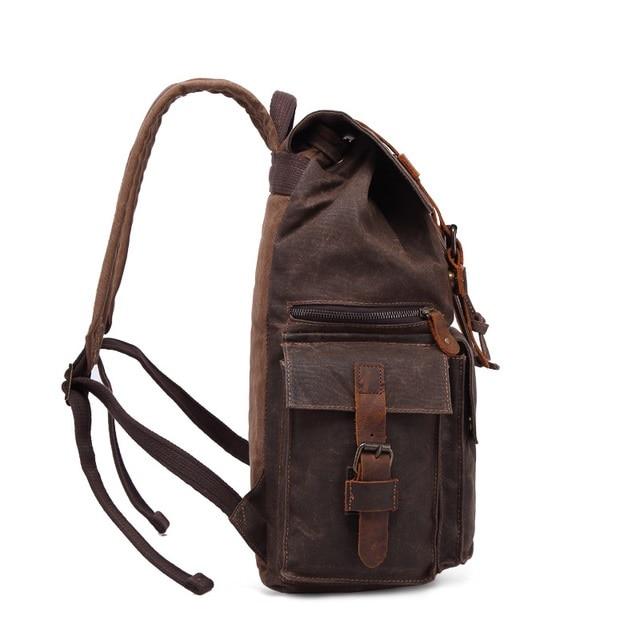 Trekking backpack in waterproof canvas leather 20-35 liters