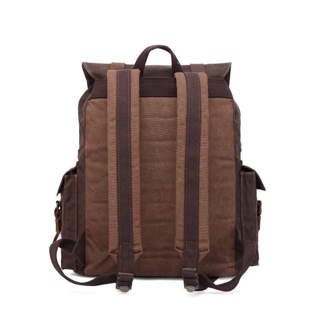 Men's waterproof canvas leather large capacity backpack 20-35L