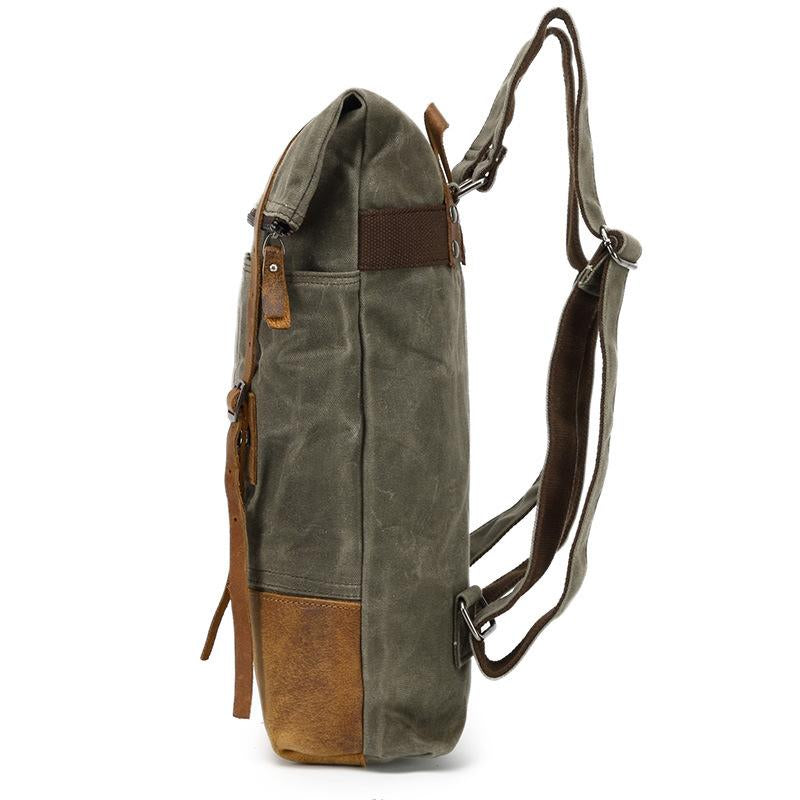 Men's waterproof waxed canvas leather backpack 20-35 liters