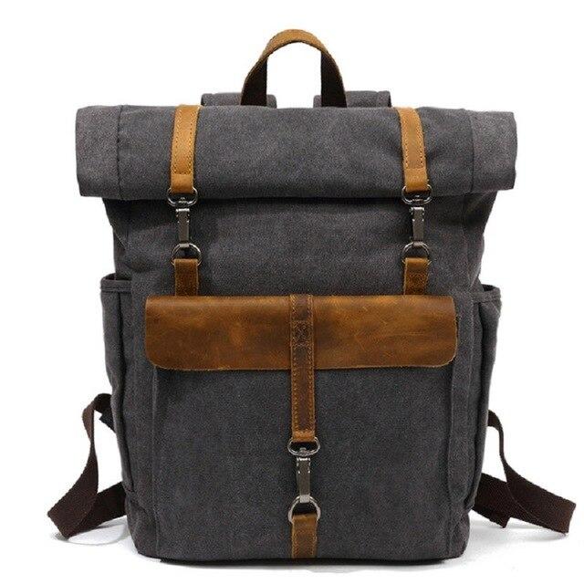 Canvas leather hiking daypack with 20L capacity in 5 colors