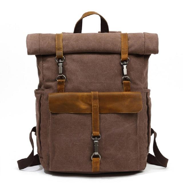 5-color canvas leather travel daypack 20L for men