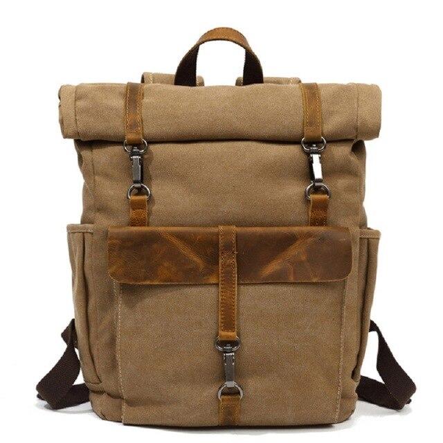 Retro canvas leather daypack for travel 20L available in 5 colors