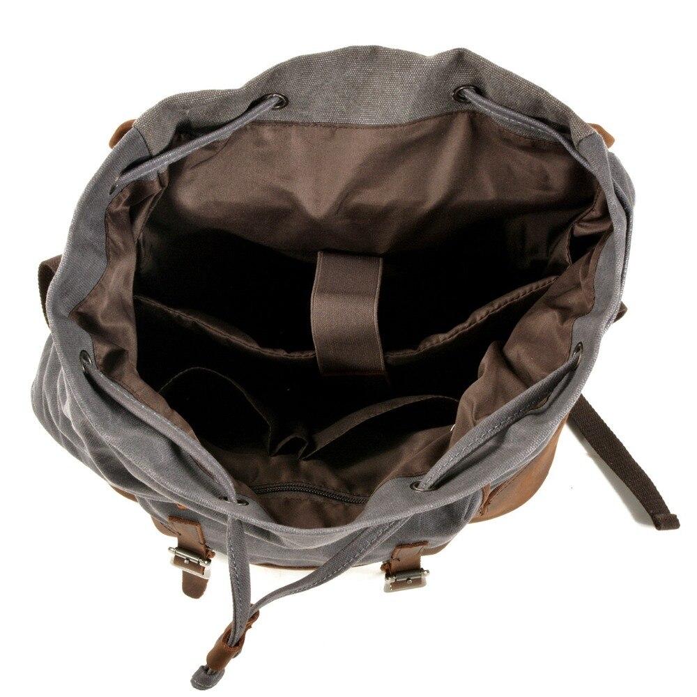 European vintage style canvas leather backpack with string 20-35 liters