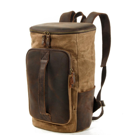 Vintage waterproof backpack with leather trim 20-35L