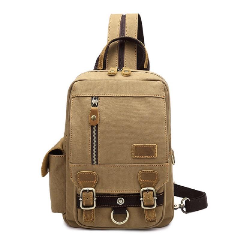 Canvas and genuine leather hiking backpack for school use 20 liters