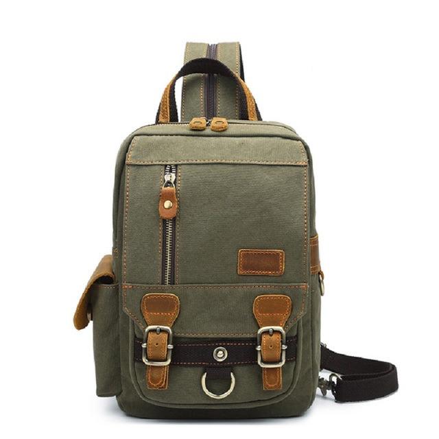 20L canvas and genuine leather daypack for school