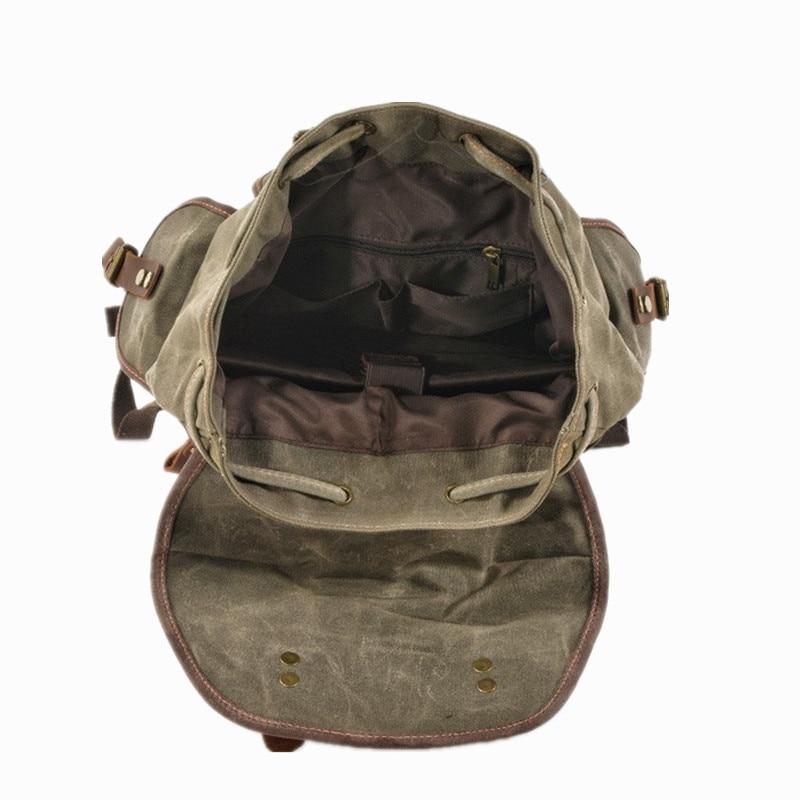 avenue a vintage travel canvas backpacks Vintage Canvas Leather Mountaineering Travel 20 to 35 Liter Backpack for Men