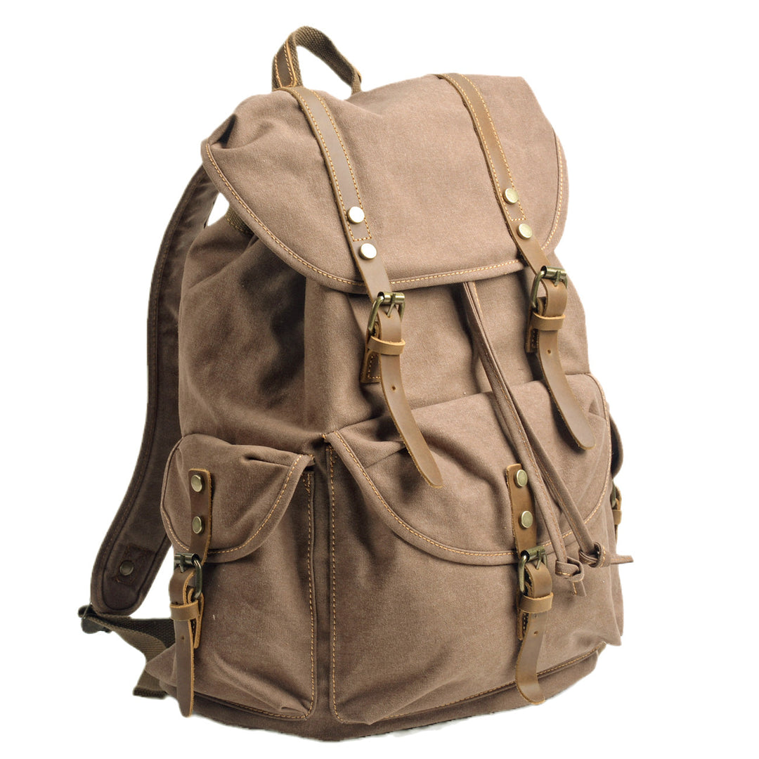 Rugged Military Canvas Backpack with Multiple Pockets