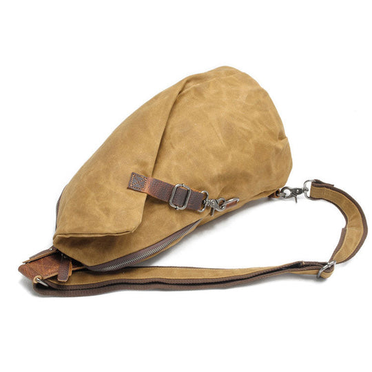 Stylish waxed canvas chest bag with a vintage vibe