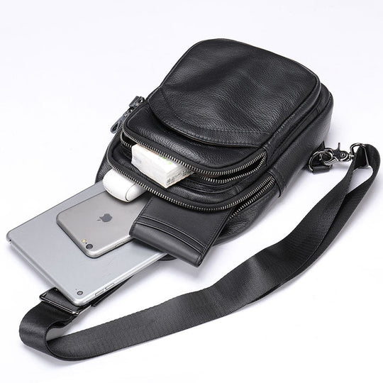 Refined leather crossbody pouch for men