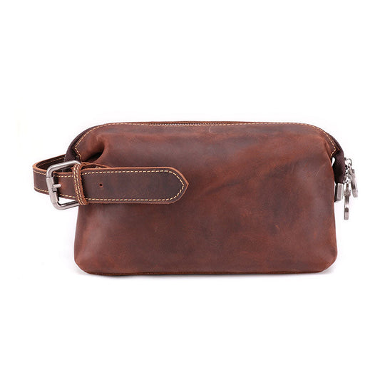 Exclusive travel grooming bag in Crazy Horse leather