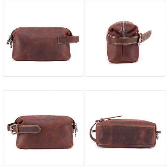 Crazy Horse leather toiletry bag with superior craftsmanship
