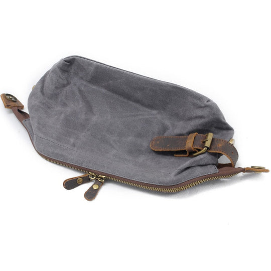 Canvas and Leather Toiletry Bag for Men and Women
