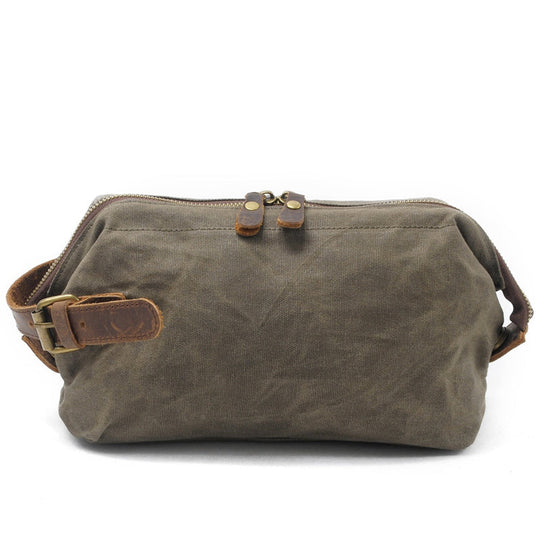 Toiletry Bag with Magnetic Button and Leather Strap