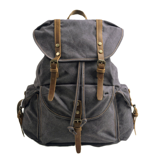 Rugged Military Canvas Backpack with Multiple Pockets