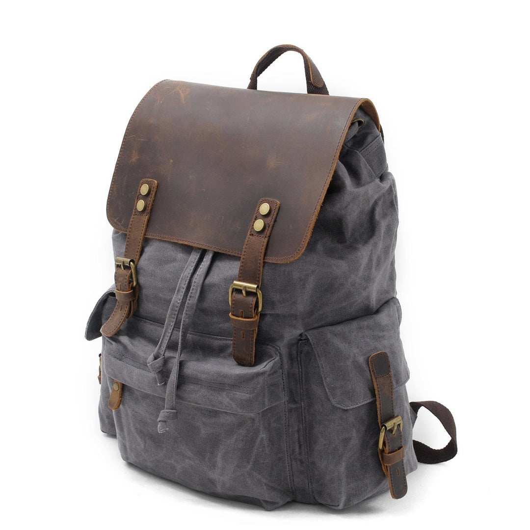 Waxed Canvas Backpack – Durable, Water-Resistant Bag with Classic Style - Leather Purse Backpack