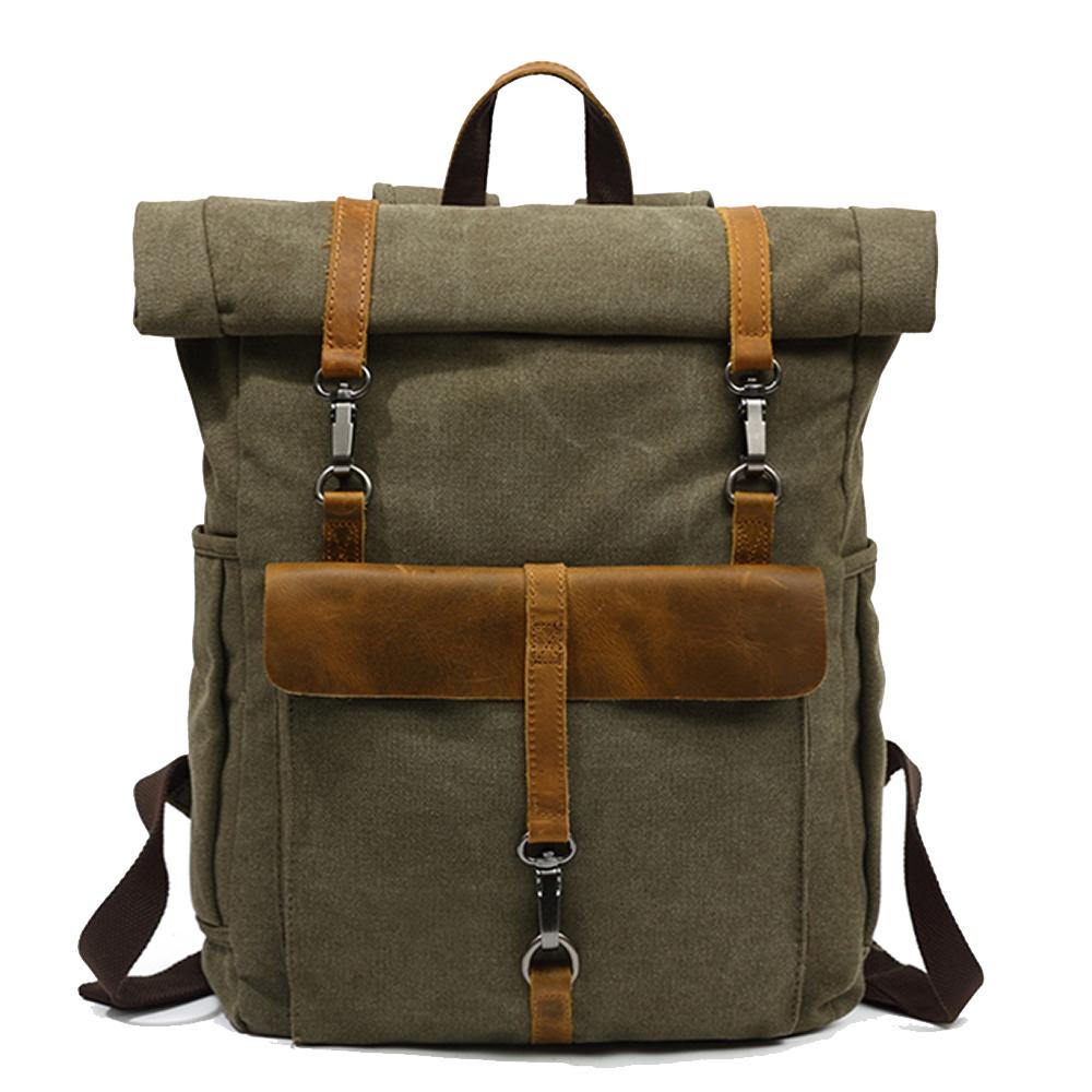 Vintage Retro Canvas Rucksack with Adjustable Straps