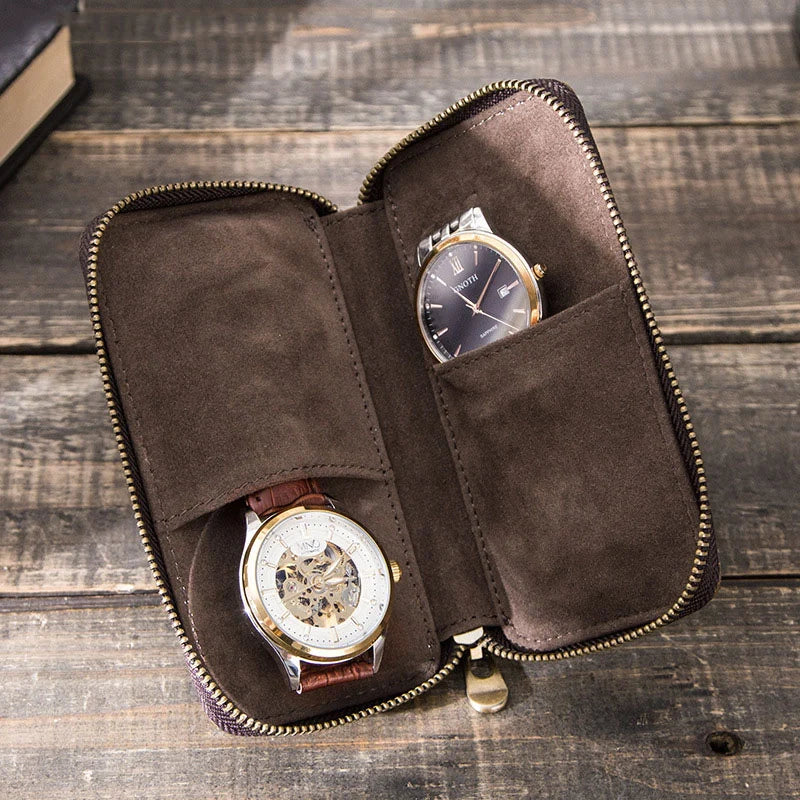 Stylish leather watch storage roll